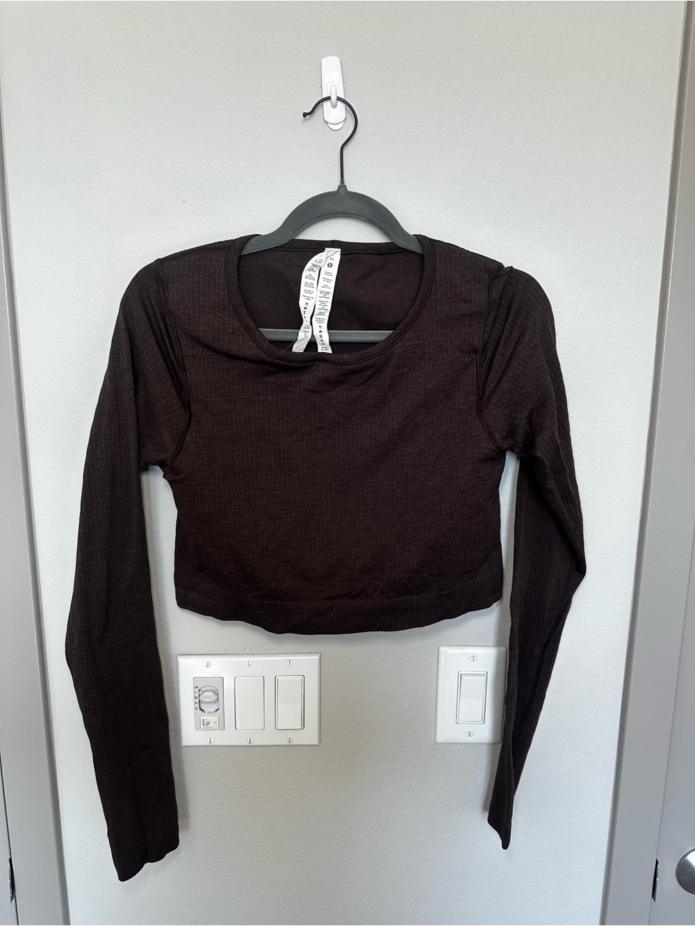 lululemon athletica ebb to street Ribbed Long Sleeve Crop Top - espresso Brown - Picture 4 of 5